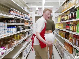 busty milf banged in the supermarket by big cock employee